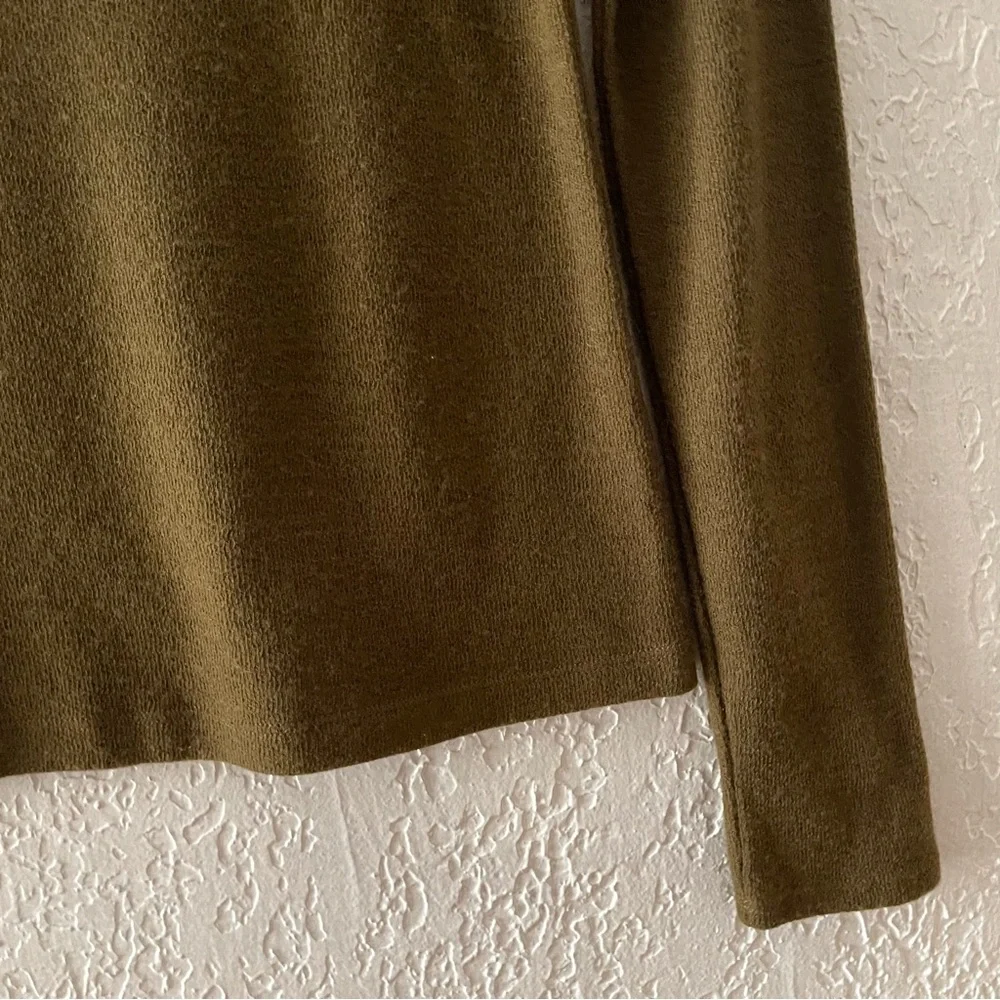 Vince Wool Blend T-Shirt Top Long Sleeve Crewneck Knit Layering Pullover Green - Picture 6 of 8
